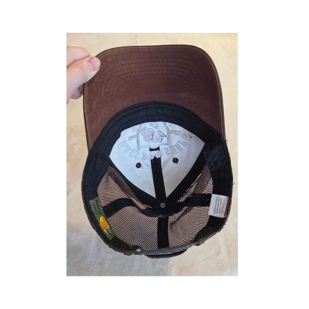 Bass Pro Shops‎ Distressed SnapbackTrucker Hat Gone Fishing Brown Mesh Cap